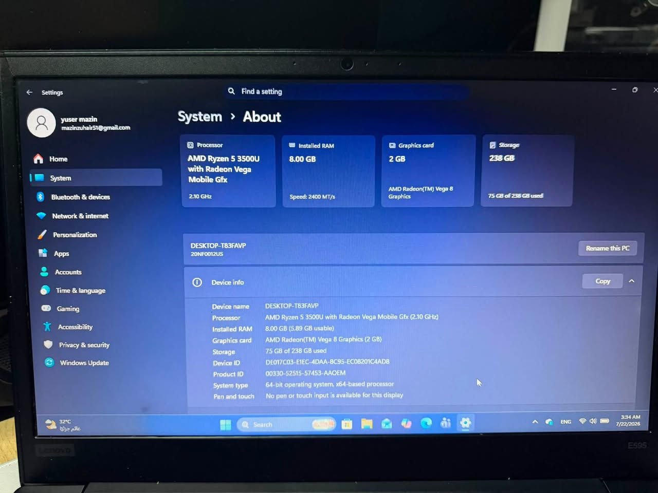 لابتوب لينوفو للبيع
الحاسبه نضيفه ما بيها اي عطل 

تجي وياها شاحنه فقط

سعرها خاص

الاتصال ***********

يوجد توصيل
