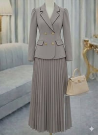 طقم نسائي • ستره مبطنة ٧٥سم • تنورة ١٠٥سم