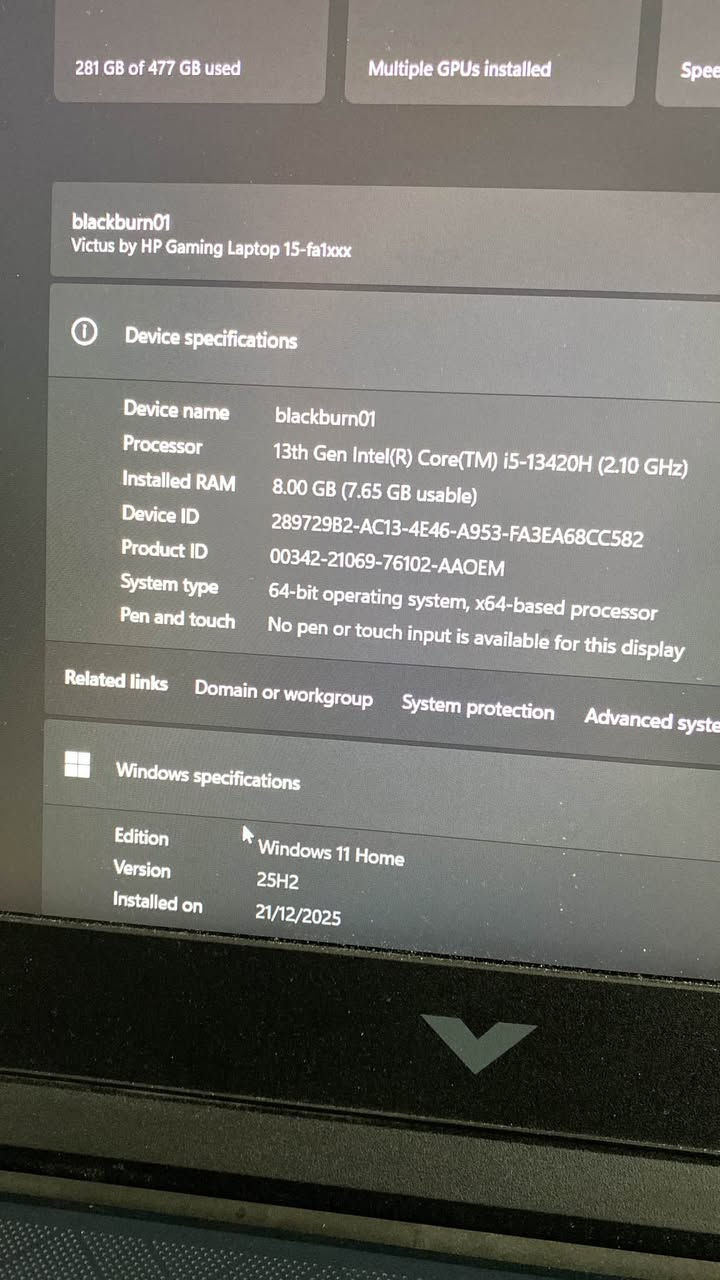 Hp victus  
حاله ممتازة مابيه اي خلل جديد وياه شاحنه  حقيبة ماوس وكيبورد كيمنك 
الجهاز يشغل برامج هندسية والعاب مواصفاته موضحةبالصورة 
مكاني ابو غريب مجمع بدور بغداد السكني 
وسعره بيه مجال بسيط حك الجية 
رقم*********** بغداد, العراق
