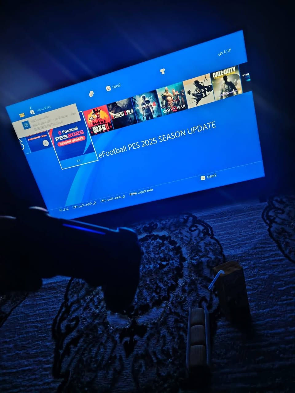 السلام عليكم بلايستيشن 4 سليم (PS4 Slim) مُهكّر بالكامل مع كامل ملحقاته 🎮
​ ممتاز جداً ونظيف وجاهز للاستخدام مباشرة. الجهاز مثبت عليه نظام التهكير جاهز للألعاب المجانية.
​⚙️ مواصفاتة
​الموديل: PS4 Slim (الهارد 500 جيجا)
​النظام والتهكير: مُهكّر على تحديث HEN 11.00 مع برنامج GoldHEN المستقر جداً (يعني تكدر تنزل أي لعبة تعجبك ببلاش!).
​الألعاب المثبتة:
​⚽ eFootball PES 2025 
​🤠 Red Dead Redemption 2
​🧟 Resident Evil 4 Remake
​🗺️ Uncharted 4: A Thief’s End
​🪓 God of War
​🎖️ Call of Duty
​🏢 Tom Clancy's The Division
وغيرها...

​📦 الملحقات مع الجهاز:
​جهاز UPS (منظم ومغذي طاقة): نوع MAXMA Static Converter 850VA يحمي جهازك من انقطاع الكهرباء المفاجئ ويحافظ عليه.
​قاعدة تبريد متعددة الوظائف: نوع DOBE P-4 Series الأصلية (تثبت الجهاز عمودياً، تبرده بالمراوح، وتشحن الجوستكات بنفس الوقت).
​التحكم: يجي ويا الجهاز جوستكات ثنين بحالة ممتازة اصليات.. البلي نظيف أمانة الله وسبب البيع لان التزام وماعدي تفرغ 
السعر 350 الف
مكاني بابل / القاسم/
***********
***********
