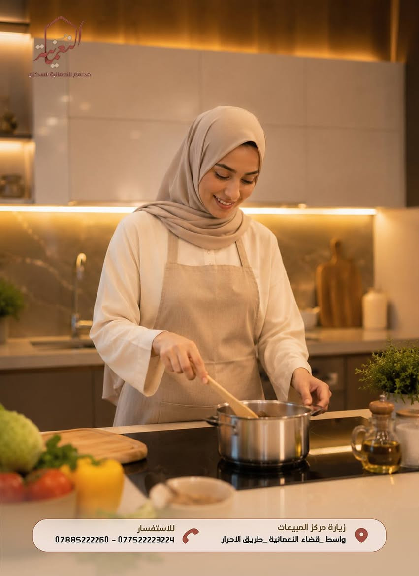 راحة عائلتك تبدأ من تفاصيل صغيرة... وتكبر كل يوم. 

من مطبخٍ يجمع دفء العائلة، إلى لحظات الراحة والطمأنينة، ومن نومٍ هادئ لأطفالك إلى منزلٍ يمنحك الاستقرار الذي تستحقه...

في مجمع النعمانية السكني نؤمن أن جودة الحياة لا تُقاس بالأمتار فقط، بل بالتفاصيل اليومية التي تصنع السعادة وتمنح العائلة شعوراً حقيقياً بالانتماء والراحة .

للاستفسار : ***********-***********

او زيارة مركز المبيعات 
العنوان : واسط _ قضاء النعمانية _ طريق الاحرار
