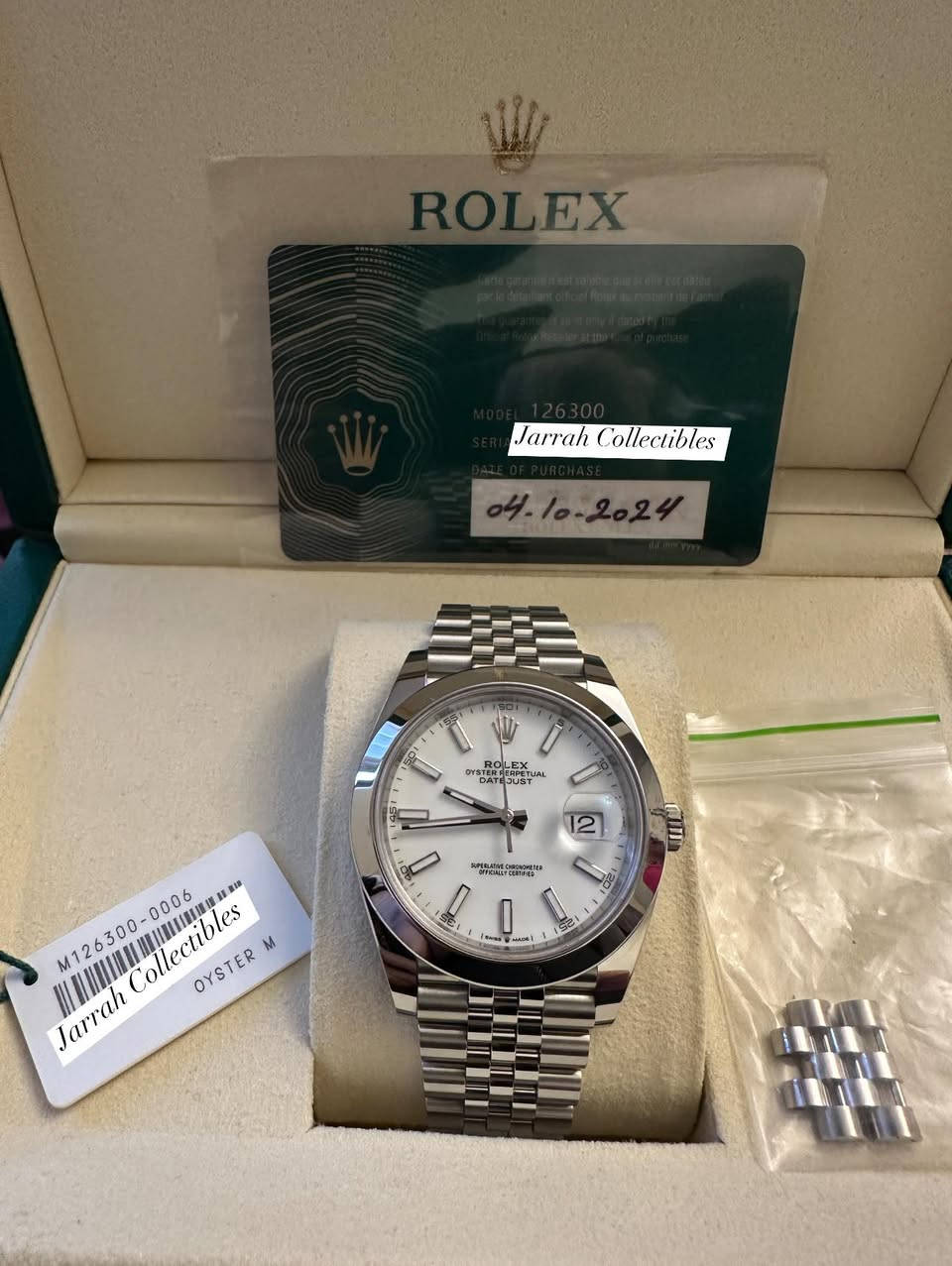 ROLEX DateJust 41mm 🤍 2024 Stickers 
تحفة من آجمل تحف رولكس الحديثة كالجديدة بالستيكرات كاملة المرفقات ٢٠٢٤ 🤍

▪️Ref.126300 موديل
▪️Size: 41mm الحجم
▪️Jubilee Bracelet سير جوبلي 
▪️Sapphire Crystal جام زفير
▪️Full 12 Links سير كامل 
▪️Full Set 2024 Like New Still in stickers كاملة المرفقات كالجديدة بالستيكرات
▪️Retail: 10,850$ USD - 7700 JD سعر الوكيل

Price: Below Retail! اقل من الريتيل👇🏻

🚨 Price: 10,575$ USD - 7500 JD السعر🚨

▪️Worldwide shipping available after payment يوجد شحن دولي بعد الدفع

*COPYRIGHT NOTICE: We are not affiliated with any brand and all content are (original ) and pre-owned (used)*

‎*إشعار حقوق النشر: نحن لسنا تابعين لأي علامة تجارية وكل المحتوى (أصلي) ومملوك مسبقًا (مستعمل)*

#Rolex #rolexwatches #rolexdatejust41 #rolexdatejust #rolex126300


**إذا كنت صاحب هذا الإعلان وتريد حذفه لأي سبب، رجاءا أرسل رسالة إلى الدعم الفني**