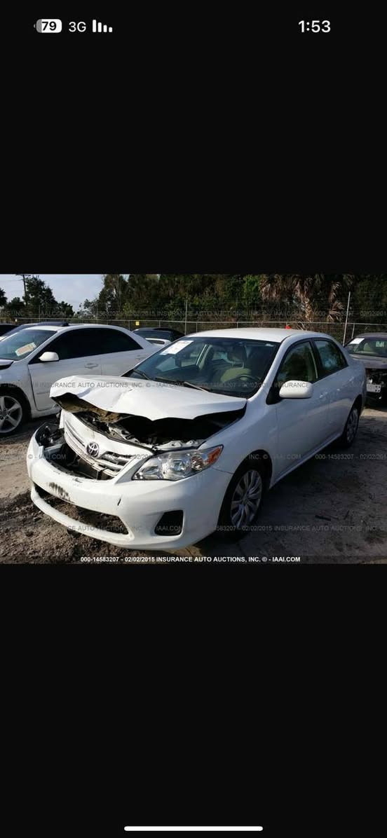 كورلا
كوررلا ١٣
ماشية ١٦٠
حادثهة بامريكا+ مبدل بنيد 
بلعراق باب السايق كارت
جاملغ جهة السايق ربع معجون
وباب الورة الراكب الشخط لحد الان عايفة مامسوي
سيارة بيهة تكشير صبغ
باسمي مكاني الغزالية
١٢٨ عارضهة
***********
