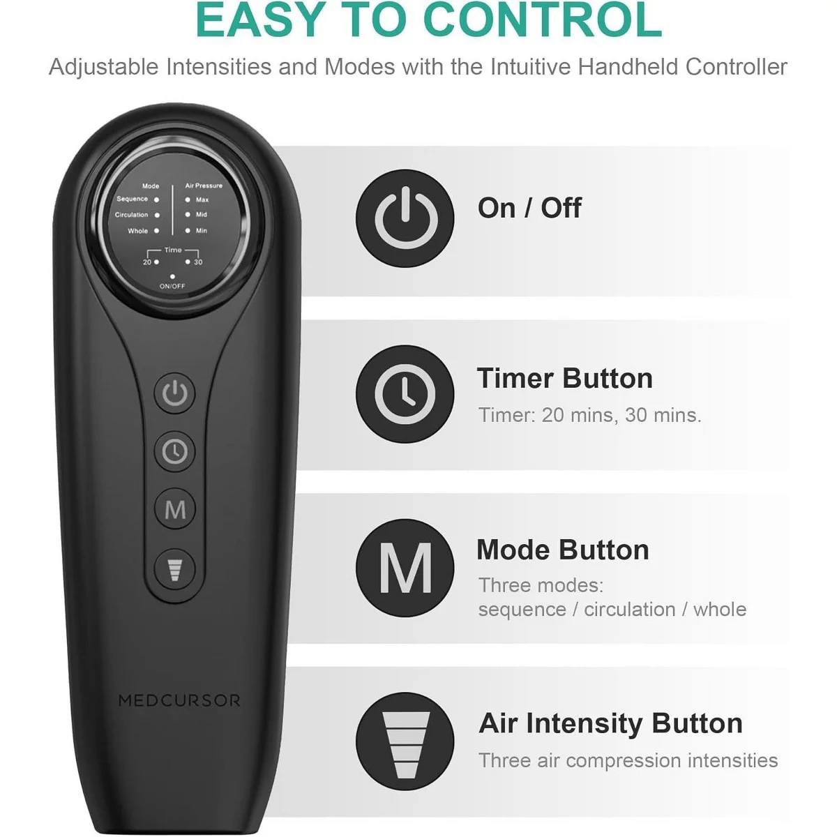 جهاز تدليك الساقين بالضغط الهوائي من العلامة التجارية Medcursor.
يتميز بوجود وسائد هوائية مدمجة للنفخ والتفريغ بالتناوب لتخفيف آلام وتورم العضلات. 
يحتوي على إعدادات متعددة للتدليك مع مستويات كثافة قابلة للتعديل لتخصيص التجربة. 
مصمم لتوفير استرخاء للعضلات المتعبة وتحسين الدورة الدموية في الأطراف السفلية. 
يعمل بمصدر طاقة سلكي ويحتوي على ميزة الإيقاف التلقائي للأمان. 
#السعر45


**إذا كنت صاحب هذا الإعلان وتريد حذفه لأي سبب، رجاءا أرسل رسالة إلى الدعم الفني**