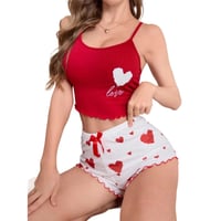 طقم بيجامة قلب • قماش مضلع • توصيل لكل العراق