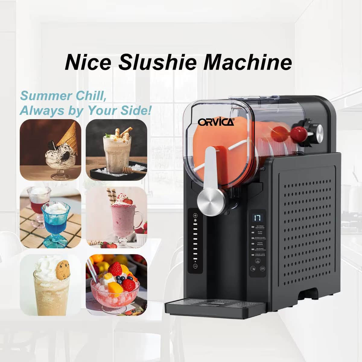 هذه هي علبة ماكينة السلاش والآيس كريم الأوتوماتيكية من ماركة أورفيكا (ORVICA Slushie Machine) موديل ORM-2408B.المواصفات والميزات الرئيسية:الاستخدام (6 في 1): ماكينة متعددة الوظائف مبرمجة مسبقاً بـ 6 إعدادات ذكية لتحضير (الآيس كريم، السلاش، السلاش الغازي، الفرابيه، الميلك شيك، ومبرد العصائر).السعة: خزان يتسع لـ 1.5 إلى 1.6 لتر.الطاقة: مكتوب على العلبة قوة محرك قصوى تصل إلى 2000 واط (مع استهلاك طاقة فعلي للتبريد والتشغيل يبلغ حوالي 150 واط).تقنية التبريد: تعتمد على نظام تبريد داخلي مدمج بـ (كمبريسور) عالي الكفاءة يغنيك تماماً عن الحاجة لإضافة الثلج.الحفاظ على البرودة: مزودة بخاصية الحفاظ على قوام المشروبات مثلجة لمدة تصل إلى 12 ساعة متواصلة.التحكم: شاشة لمس أمامية رقمية (LED) لعرض واختيار الأنماط والتحكم بدرجة الحرارة                                                                                                                    القياسات :-  ارتفاع 38. الطول 36.  العرض 16.
السعر:250 الف دينار عراقي 

جميع محافظات العراق 🚚 🚚 
للحجز والاستفسار مراسلة الصفحه او واتساب
***********
