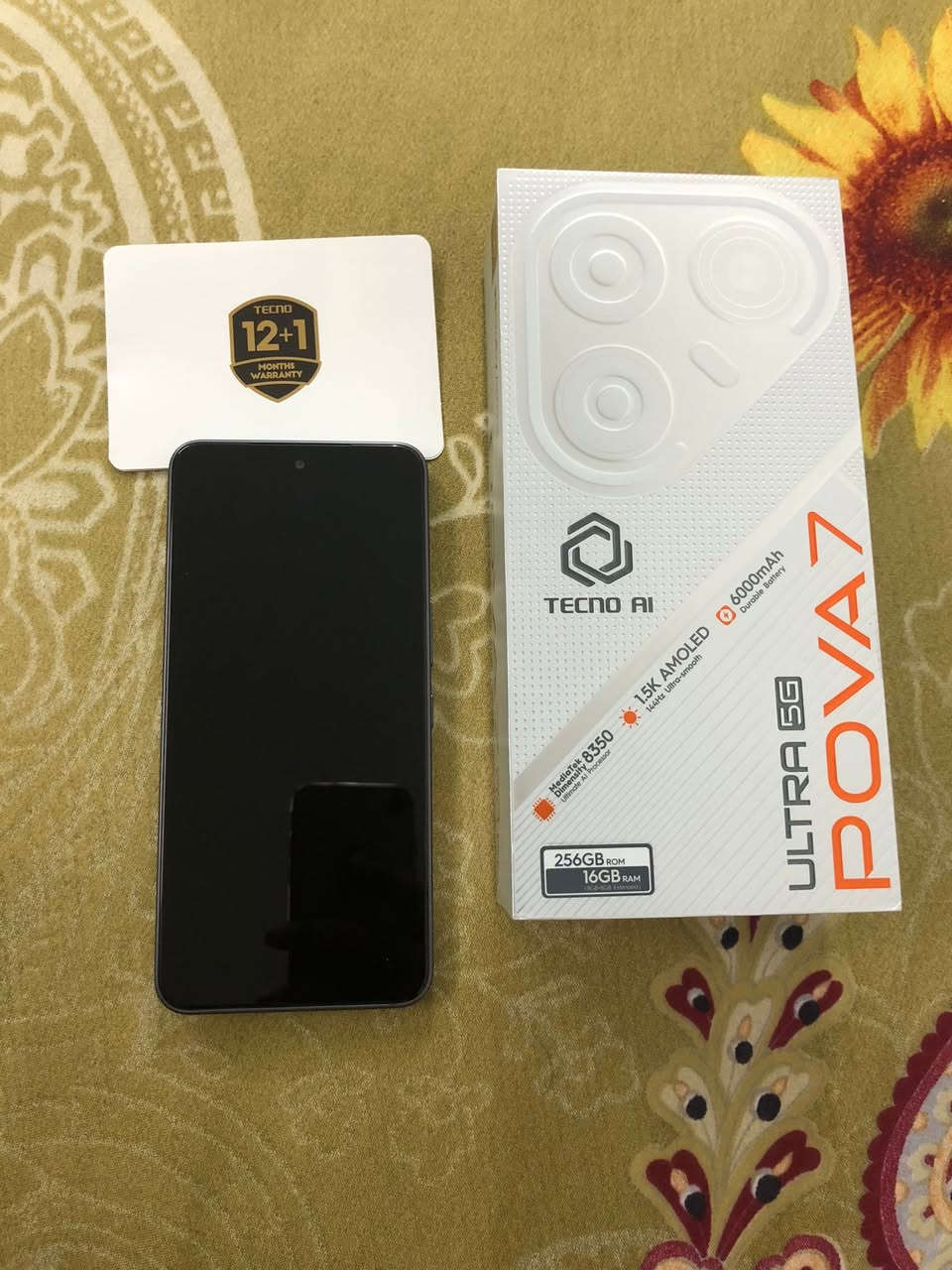 السلام عليكم 
جهاز تكنو الترا للبيع نظافة 100%
 ( TECNO POVA 7 Ultra 5G )
الذاكرة 256    عشوائية 16 
يدعم الالعاب 120 افريم
ضمان الجهاز يخلص 2027/3/23
السعر /400 الف
رقمي /***********
