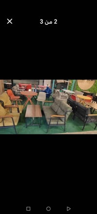 طقم كرسين • طاوله دائريه • ٤ كراسي بلاستك