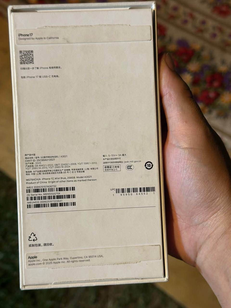 يا الله 
ايفون ١٧ عادي دبل سيم حقيقي 
🔋 100%
ذاكره 256 
الجهاز كلش نضيف شخط مابي 
بعده بالضمان ينتهي ٢٠٢٧ شباط سعره ١١٥٠ وبي مجال متوفر توصيل 🚚


**إذا كنت صاحب هذا الإعلان وتريد حذفه لأي سبب، رجاءا أرسل رسالة إلى الدعم الفني**