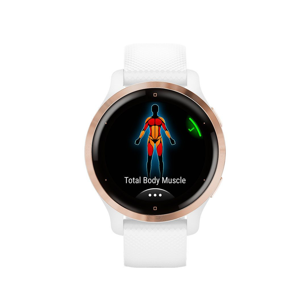 #غنيه على التعريف
ساعة Garmin Venu 2S Music بتصميم أنيق ومضغوط، يجمع بين شاشة AMOLED زاهية ومجموعة شاملة من ميزات تتبع الصحة واللياقة البدنية المتقدمة. 
المواصفات الفيزيائية والشاشة
الحجم والوزن: هيكل بقطر 40 ملم يناسب المعاصم الصغيرة والوسط  (محيط 110-175 ملم)، بوزن خفيف يبلغ 38.2 جرام.
الشاشة: شاشة لمس ملونة من نوع AMOLED مقاس 1.1 بوصة، بدقة 360 × 360 بكسل، مع وضع التشغيل الدائم الاختياري (always-on mode).
المتانة: عدسة مصنوعة من زجاج Corning® Gorilla® Glass 3 المقاوم للخدوش، وإطار من الفولاذ المقاوم للصدأ، وهيكل من البوليمر المقوى بالألياف.
مقاومة الماء: مقاومة للماء حتى عمق 50 متراً (مُصنفة للسباحة 5 ATM). 
Garmin International
Garmin International
 +4
الميزات الصحية واللياقة البدنية
مراقبة الصحة الشاملة: توفر مجموعة واسعة من ميزات المراقبة على مدار الساعة طوال أيام الأسبوع، بما في ذلك:
معدل ضربات القلب من المعصم.
مستشعر تشبع الأكسجين في الدم (Pulse Ox).
مراقبة الطاقة Body Battery™ لتحديد أفضل أوقات النشاط والراحة.
تتبع متقدم للنوم مع نتيجة لجودة النوم (Sleep Score).
تتبع الإجهاد والتنفس والترطيب.
ميزة Fitness Age (العمر البدني) التي تقدر مدى لياقة جسمك مقارنة بعمرك الزمني.
ميزة Health Snapshot™ التي تسجل إحصائيات صحية رئيسية متعددة في جلستين لمدة دقيقتين.
تطبيقات رياضية مدمجة: أكثر من 25 تطبيق رياضي داخلي وخارجي مدمج، بما في ذلك الجري، ركوب الدراجات، السباحة، اليوغا، الـ HIIT، وأكثر.
تدريبات متحركة على الشاشة: تعرض تدريبات متحركة مباشرة على شاشة الساعة لتمارين الكارديو، القوة، اليوغا، البيلاتس، والـ HIIT. 
Garmin Philippines
Garmin Philippines
 +2
الميزات الذكية وعمر البطارية
الموسيقى: تخزين ما يصل إلى 650 أغنية مباشرة على الساعة والمزامنة مع خدمات مثل Spotify و Amazon Music.
الدفع اللاتلامسي: دعم ميزة Garmin Pay™ للمدفوعات اللاتلامسية.
الإشعارات: تلقي الإشعارات الذكية، الرسائل النصية، ورسائل البريد الإلكتروني عند إقرانها بهاتف ذكي متوافق (Android™ أو iPhone®).
عمر البطارية: يصل إلى 10 أيام في وضع الساعة الذكية، و7 ساعات في وضع GPS مع تشغيل الموسيقى. تتميز أيضاً بالشحن السريع. 
Garmin Singapore
Garmin Singapore
 +4
تُعد ساعة Garmin Venu 2S خياراً ممتازاً لمن يبحث عن ساعة ذكية أنيقة بميزات شاملة للياقة البدنية ومراقبة الصحة. 
نظافته 99  شاشه امولد ضد الخدش متواجد على الخاص


**إذا كنت صاحب هذا الإعلان وتريد حذفه لأي سبب، رجاءا أرسل رسالة إلى الدعم الفني**