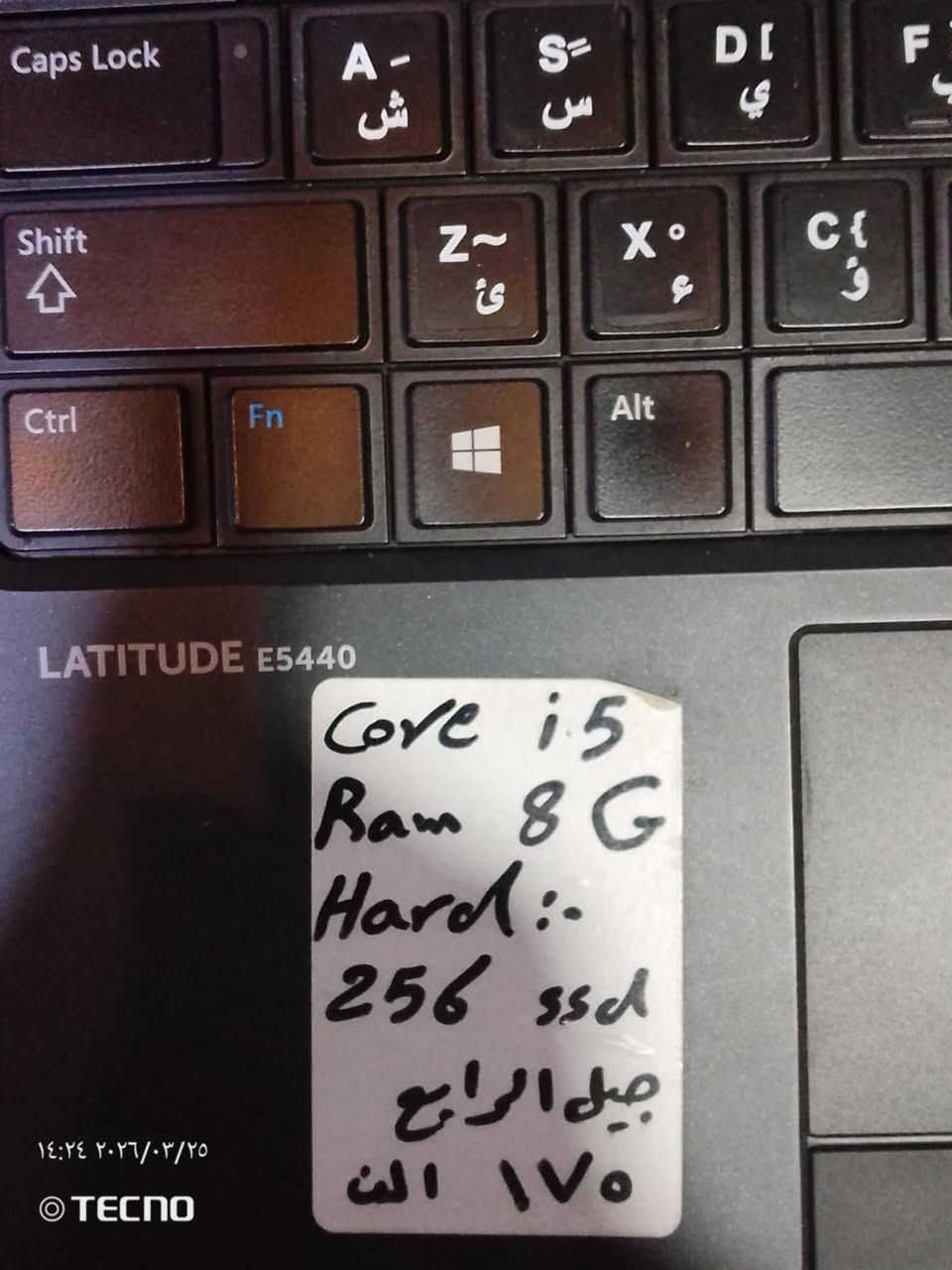 للبيع لابتوب Deel الذاكرة256 رام 8  مستخدم اقل من شهر السعر 150 الف قفل ***********
