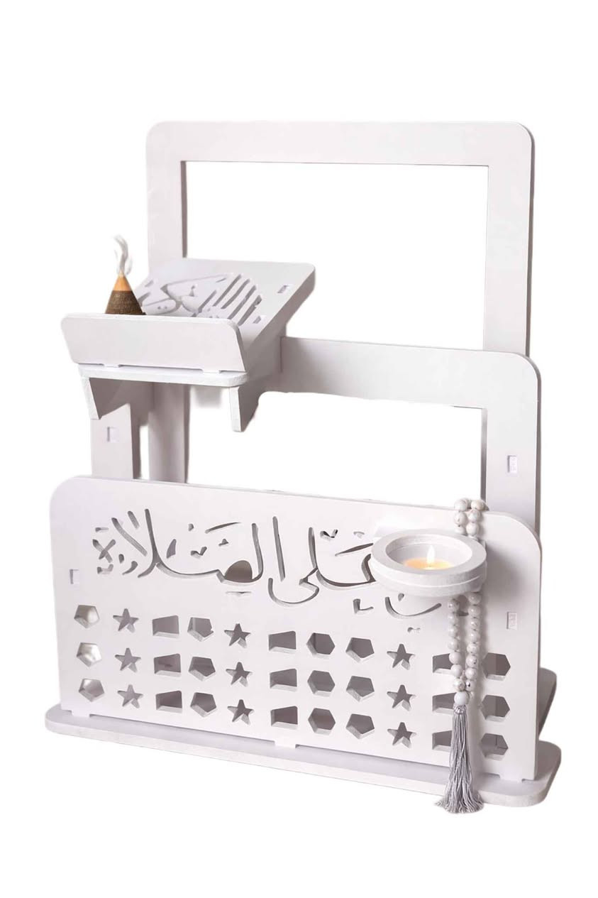 ستاند قرآن وصلاة متعدد الاستخدام مع حامل مصحف وحامل سجادة – تصميم مزخرف

• منظم عملي وأنيق للقرآن الكريم ومستلزمات الصلاة بتصميم مزخرف يناسب المنزل أو المصلى.

• حامل علوي مائل لوضع المصحف أو الكتاب بثبات أثناء القراءة.

• إطار خلفي لتعليق سجادة الصلاة بشكل مرتب.

• واجهة أمامية مزخرفة بعبارة «حي على الصلاة» ونقوش هندسية مفرغة.

• حامل دائري جانبي مخصص لوضع تربة الصلاة.

• تصميم قائم على قاعدة ثابتة مع هيكل متكامل بلون أبيض.

•الابعاد: 70*47*29 سم

• النوع: ستاند قرآن وصلاة قائم
• الزخرفة الأمامية: عبارة «حي على الصلاة» مع نقوش مفرغة
• يحتوي على: حامل مصحف مائل + علاقة سجادة + حامل دائري جانبي أربيل, العراق


**إذا كنت صاحب هذا الإعلان وتريد حذفه لأي سبب، رجاءا أرسل رسالة إلى الدعم الفني**