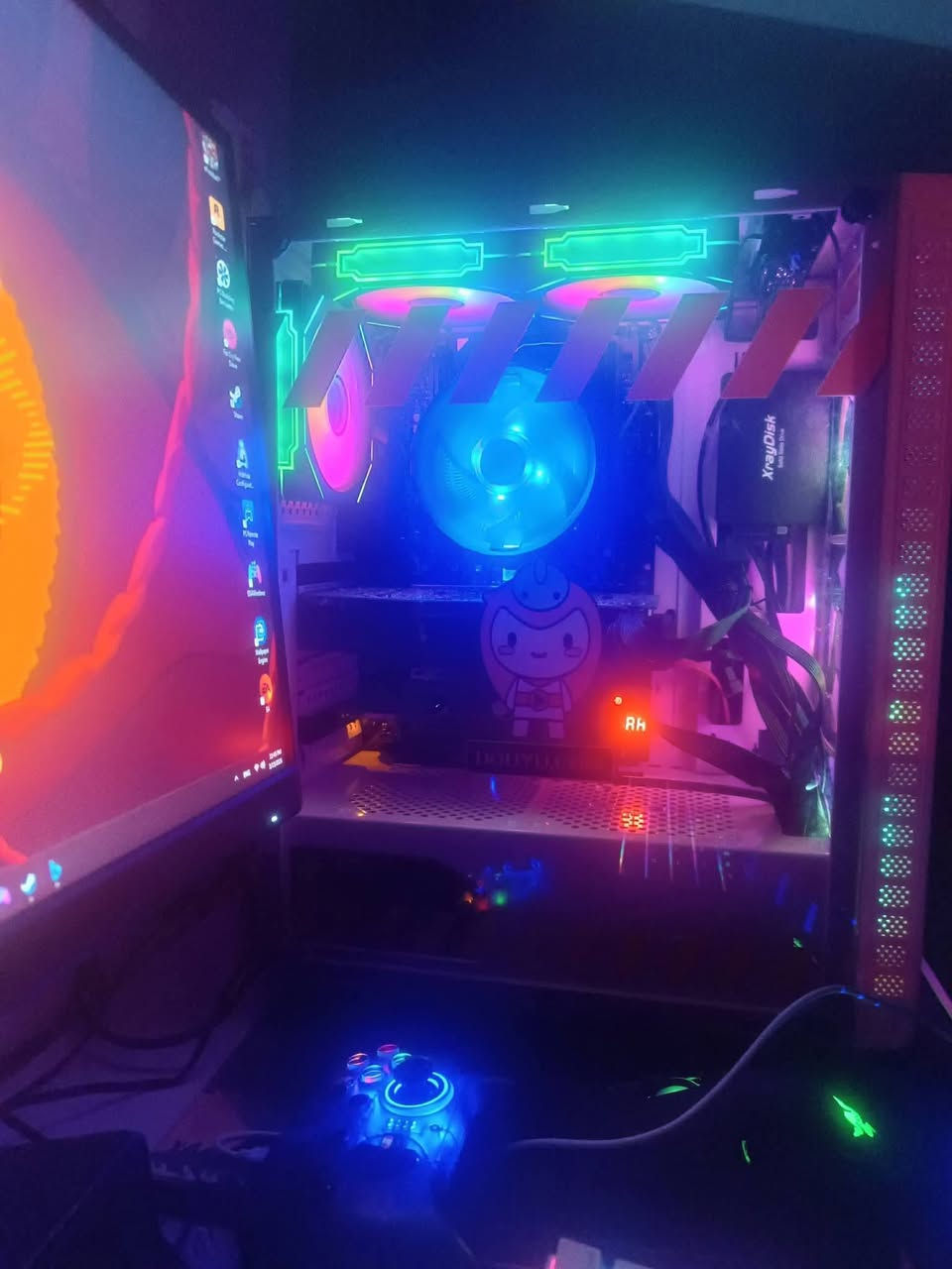 rx 580 8g
Ram 16DDR4 3200

cpu xeon   i5 جيل ١٠

Ssd 512

Ssd 512

Case gamemax 

مبرد اصلي
7مراوح RGB
بور سبلاي 1000واط

M.B 
400وبيه مجال للعلم كل غراضه جديده مشدوده مصار شهر

شاشه 27بوصه ميني فاير
والشاشه 180 هرتز 2Kاستعمال قلیل ب کارتون 220

يوبي اس 1kv استعمال قليل اونلاين ب كارتون ب190
ماوس باد اصلي

هاااب 
يده Game sir
ماوس اصلي RAZER
سماعات
كيبورد اصلي من شركه RAVEN 68 RGB
كيبورد 20 خيار بي 
يجي ميز وياااه مالت التجميعه 
 كل ذني ب70

 رجاءا تجميعه كامله من كلشي اذا متعرف بيهن اعبر المنشور 

للاستفسار ***********بي فقط واتساب

