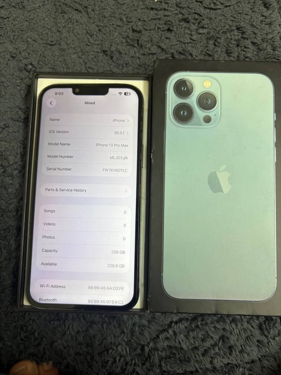 ئایفۆن 13پرۆ ماکس ڕەنگ شین خوار هەموو بازار٣٥٠هەزار
256گێگا خەلیجی کارتۆن ئەسل J/a
1سیم+ئیسیم /فەیس ئایدی ئیشناکا
شاشەو پاتری گۆڕاوە پشتی ئەو قرنجەی هەیە پێشتر گۆڕاوە
بەزەمان هەموو شتی شوێن کەلار گەیاندمان هەیە
 تکایە موشتوری نییت ماڵ سووک مەکە لەگەل ڕێزم ***********ئاسیا&واست ئاپ كالار, السليمانية
