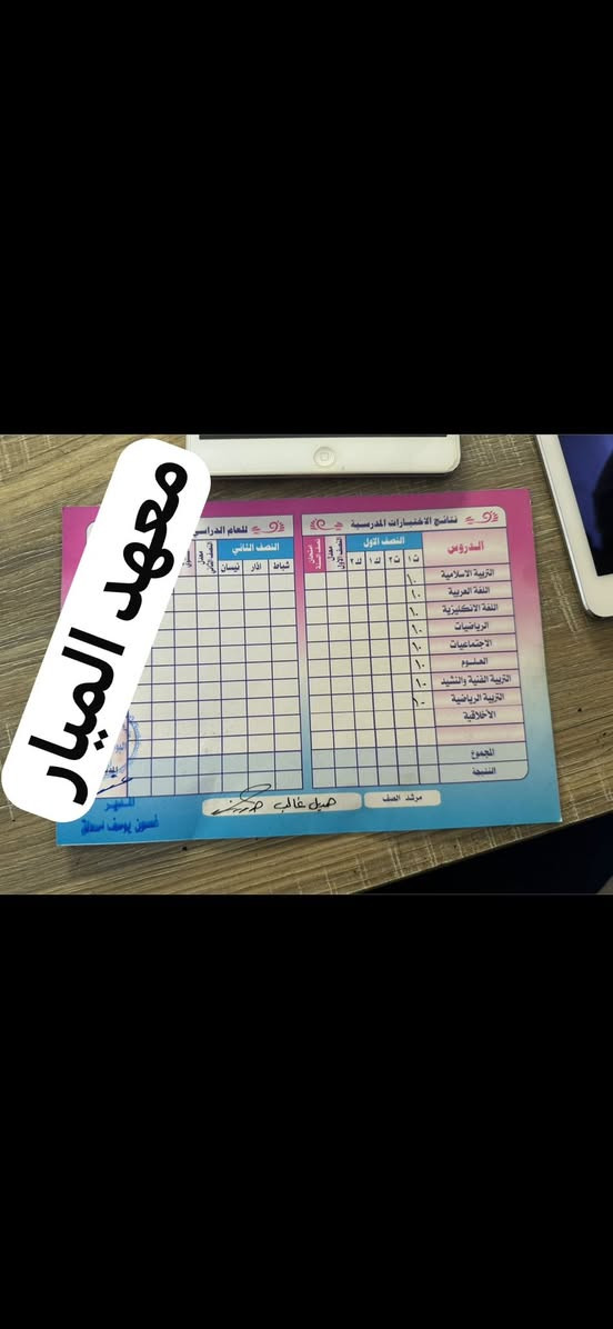 بما انه مقبلين على امتحانات نصف السنه  يعلن معهد الميار لتدريس الخصوصي عروض المراجعه الشامله. 🌹 
تدريس حقيبه كامله. المرحله الابتدائيه 50 الف فقط اشتراك شهري 
ومرحله السادس الابتدائي 60 الف اشتراك شهري 
يشمل تحضير الواجبات يوميا وثلاث دروس تقويه. يوميا على مدار الشهر فقط الجمعه استراحه كادر مختص. 
🇮🇶الاول متوسط والثاني متوسط 
تدريس  نطام الحقيبه. وتحضير الامتحانات الشهريه ودروس تقويه يوميا ثلاث دروس فقط 75 الف اشتراك شهري كادر مختص 
🇮🇶الثالث متوسط  بنات قاعه. ولد قاعه. منفصله نظام حقيبه كامله امتحانات اسبوعيه تقويه واسئله ومرشحات وزاريه. بسعر اشتراك شهري 125 الف كادر مختص. 🇮🇶
المرحله الاعداديه الرابع والخامس الاعدادي تدريس نظام حقيبه كامله. اشتراك شهري 150  كادر مختص  
العنوان بغداد البلديات حي 9 نيسان خلف مخازن الاسمنت توجد خطوط نقل. كادر مختص اوقات الدوام من الساعه 2 لساعه 4 ونص ومن الساعه 4 ونص الى الساعه 7 ونص واهلا وسهلا 
للتواصل يوجد وات  ***********معناً يتحقق النجاح والتفوق
