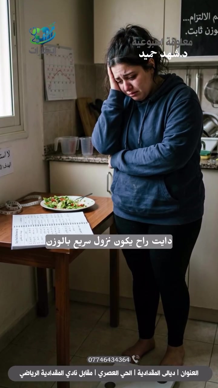 الدكتورة 
  شهد حميد كاظم
اخصائية التغذية العلاجية 

ملتزم بالدايت 100%… ووزنك ثابت؟

هالشي طبيعي ويصير ويا هواي ناس مو معناته ماكو نتيجة جسمك أحياناً يدخل بمرحلة ثبات قبل ما يكمل النزول أو دا يصير تغيير داخلي مثل تقليل الدهون وزيادة الكتلة العضلية.

بالفيديو ... دكتورة شهد توضح الاسباب بشكل مبسط وتطيك الحلول الصح حتى تكسر الثبات وترجع تنزل بطريقة صحية 

📅 متواجدين يومياً عدا يوم الخميس
⏰ من الساعة 3:30 عصراً إلى آخر مراجع

📍 ديالى – المقدادية - حي العصري - مقابل نادي المقدادية الرياضي - مجمع البيضاء الطبي

📞 للحجز والاستفسار :- ***********
#صحة #اكسبلور
