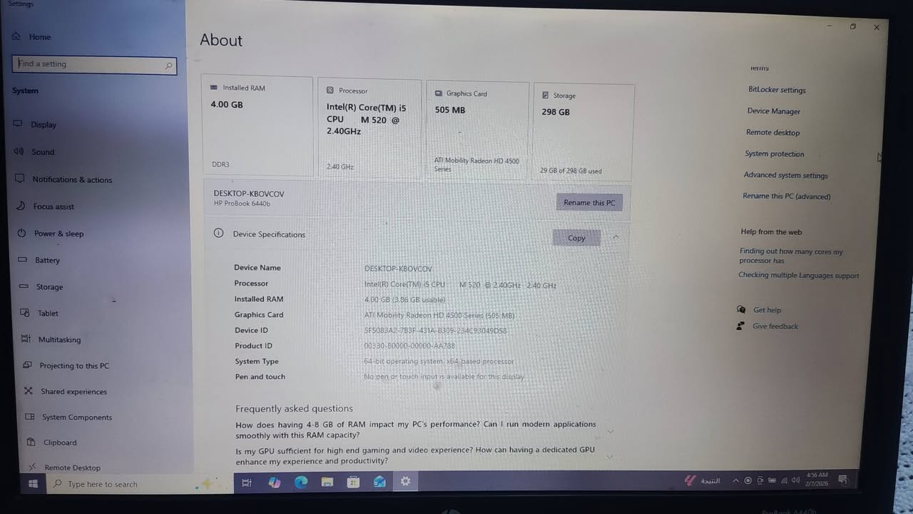 لابتوب للبيع يستخدم للدراسة و البرامج الهندسية 
مواصفات داخل الصور
للتواصل ***********
