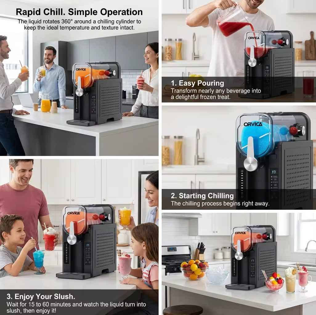 هذه هي علبة ماكينة السلاش والآيس كريم الأوتوماتيكية من ماركة أورفيكا (ORVICA Slushie Machine) موديل ORM-2408B.المواصفات والميزات الرئيسية:الاستخدام (6 في 1): ماكينة متعددة الوظائف مبرمجة مسبقاً بـ 6 إعدادات ذكية لتحضير (الآيس كريم، السلاش، السلاش الغازي، الفرابيه، الميلك شيك، ومبرد العصائر).السعة: خزان يتسع لـ 1.5 إلى 1.6 لتر.الطاقة: مكتوب على العلبة قوة محرك قصوى تصل إلى 2000 واط (مع استهلاك طاقة فعلي للتبريد والتشغيل يبلغ حوالي 150 واط).تقنية التبريد: تعتمد على نظام تبريد داخلي مدمج بـ (كمبريسور) عالي الكفاءة يغنيك تماماً عن الحاجة لإضافة الثلج.الحفاظ على البرودة: مزودة بخاصية الحفاظ على قوام المشروبات مثلجة لمدة تصل إلى 12 ساعة متواصلة.التحكم: شاشة لمس أمامية رقمية (LED) لعرض واختيار الأنماط والتحكم بدرجة الحرارة                                                                                                                    القياسات :-  ارتفاع 38. الطول 36.  العرض 16. بغداد, العراق


**إذا كنت صاحب هذا الإعلان وتريد حذفه لأي سبب، رجاءا أرسل رسالة إلى الدعم الفني**