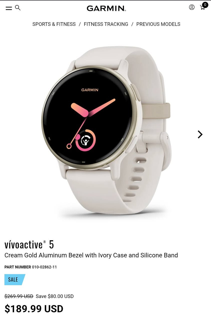 ساعة گارمن Garmin Vivoactive 5
الحالة:جديد...مفتوح كارتون فقط✅

دا تنباع ب250 وفوق 
ابيعها ب200 قفل 

السعر النهائي 200 مع التوصيل 🚚✅
للحجز خاص او واتساب ***********
مميزات ساعة كارمن/
بطارية قوية تدوم حتى 11 يوم مع دعم الشحن السريع.

تدعم اللغة العربية والانجليزية 🚨

شاشة AMOLED عالية الوضوح مع زجاج حماية Corning Gorilla المقاوم للخدوش.
• 
• نظام تحديد مواقع متقدم GPS / GLONASS / Galileo لتتبع دقيق للأنشطة.
• مستشعر Garmin Elevate لمراقبة نبض القلب على مدار 24/7.
• قياس نسبة الأكسجين في الدم Pulse Ox ومتابعة التوتر والتنفس.
• تتبع النوم وتحليل مراحله مع ميزة Body Battery لمعرفة طاقة جسمك اليومية.
• أكثر من 30 وضع رياضي مثل الجري، السباحة (مقاومة ماء 5ATM)، الدراجة والتمارين.
• ميزات ذكية مثل إشعارات المكالمات والرسائل وتشغيل الموسيقى عبر البلوتوث.
• دعم Find My Phone / Find My Watch للعثور على الهاتف أو الساعة بسهولة.

***********
