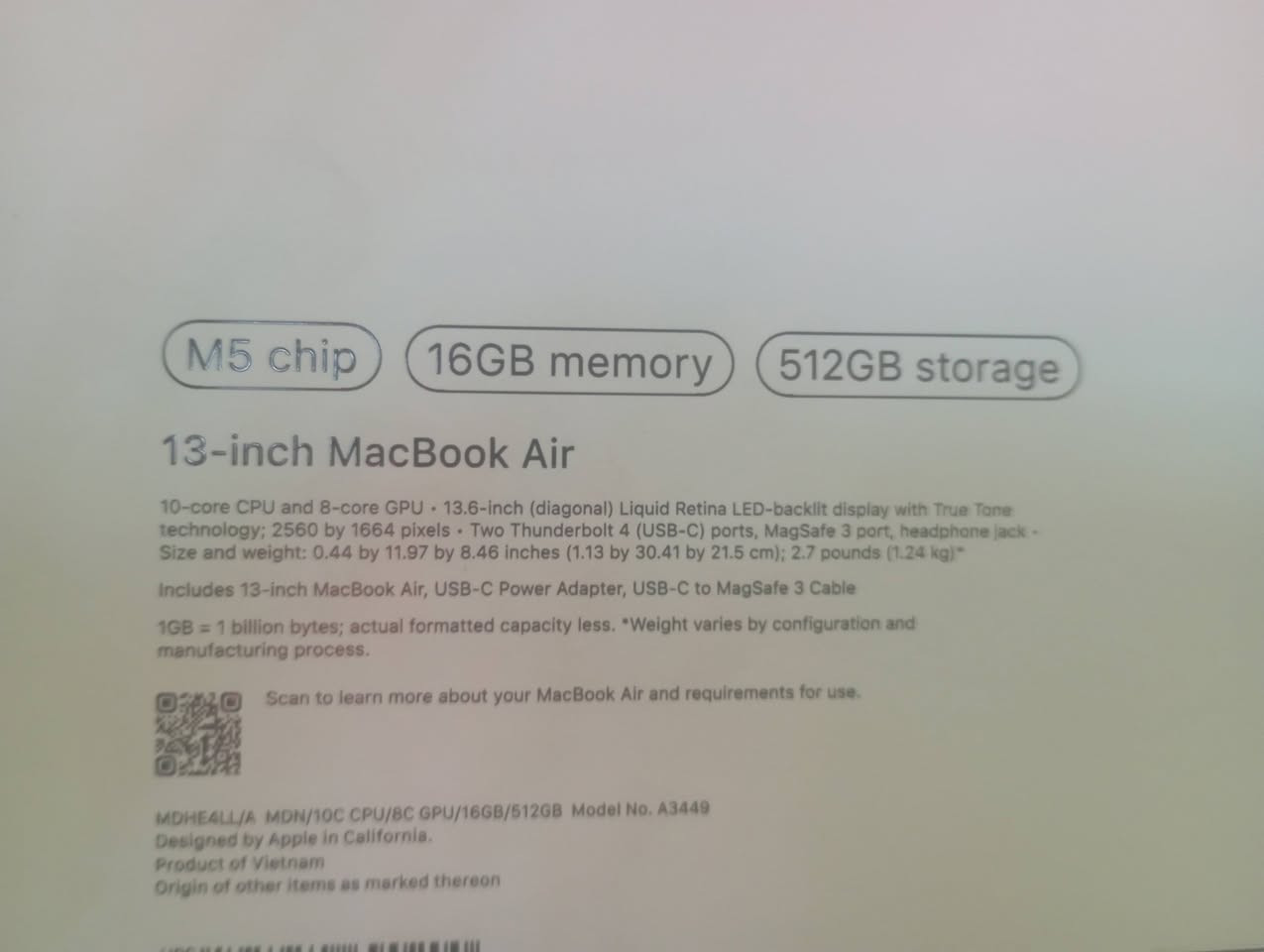 Mac Book Air 
معالج : M5
و RAM 16 
هارد : 512G
جديد مختوم بالكرتونة  🔥🔥🔥
للتواصل : 0981084823 واتساب


**إذا كنت صاحب هذا الإعلان وتريد حذفه لأي سبب، رجاءا أرسل رسالة إلى الدعم الفني**