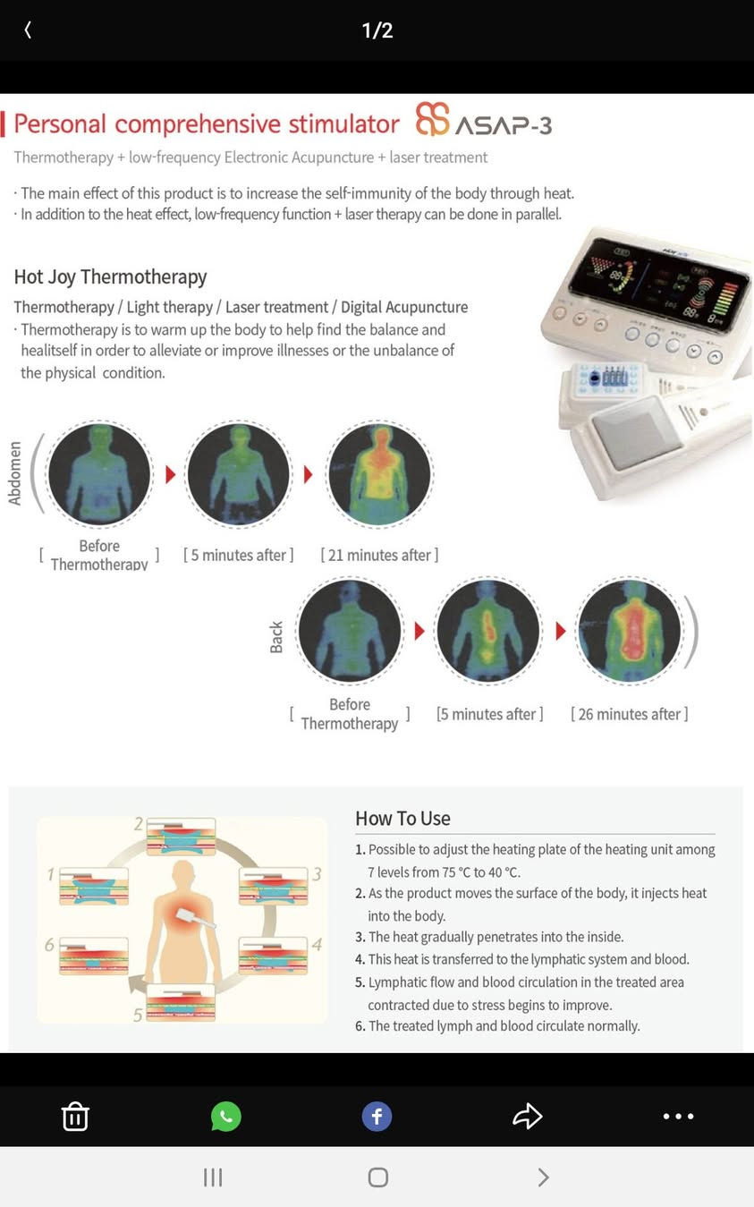 هذا الجهاز هو جهاز علاج طبيعي يسمى BODITREX JOINT من إنتاج شركة PAXMEDI، ويستخدم لعلاج آلام المفاصل وتأهيلها.
يستخدم تقنية نقل الطاقة الكهربائية (TECAR) للمساعدة في تقليل الألم والالتهابات. 
يعمل على تحسين الدورة الدموية وتسريع التئام العضلات والأنسجة. 
يتميز باحتوائه على قطبين كهربائيين لتطبيق الطاقة مباشرة على المناطق المصابة. 
الترجمة


**إذا كنت صاحب هذا الإعلان وتريد حذفه لأي سبب، رجاءا أرسل رسالة إلى الدعم الفني**