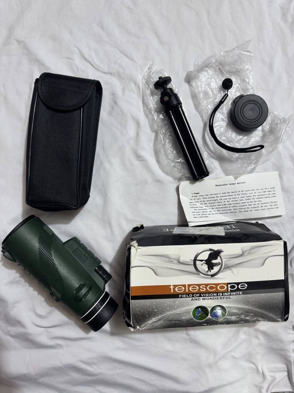 ناظور رصد نهاري
الشراي يرسل صداقة ويراسلني او يعلق  

مدى الرؤية 2000 متر
مناسب جدا للصيد 
جودة عالية على الفحص

مع كافة ملحقاته بلباكيت 
ستاند وحامل ومحفظة وكفرات


**إذا كنت صاحب هذا الإعلان وتريد حذفه لأي سبب، رجاءا أرسل رسالة إلى الدعم الفني**