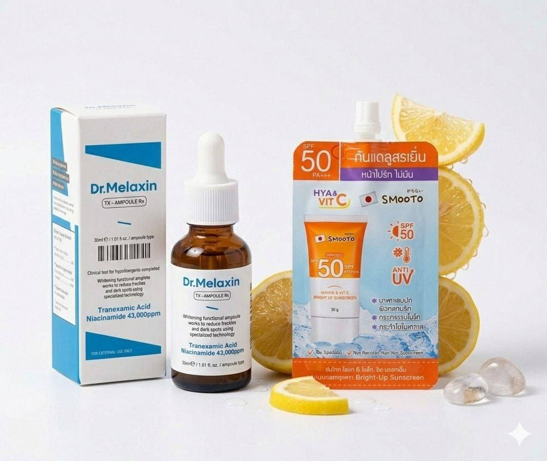🍊 ثنائي النضارة والحماية.. هدية تليق بجمالك! ✨
لأن بشرتك تستحق العناية المتكاملة،هديه واقي شمس معا كل سيروم 🙈
 عرضاً لا يُقاوم يجمع بين العلاج والحماية في آن واحد! 🎁
محتويات العرض:
سيروم Dr.Melaxin TX-Ampoule:
بتركيز عالٍ من التراينيكساميك أسيد والنياسيناميد (43,000 \text{ppm}).
يعمل بفعالية على تفتيح التصبغات، الكلف، وآثار الحبوب.
يعيد للبشرة إشراقها الطبيعي ويوحد لونها.
واقي الشمس Smooto Hya & Vit C (هدية):
حماية قصوى SPF 50 من أشعة الشمس الضارة.
معزز بـ الهيالورونيك أسيد وفيتامين C لترطيب وتفتيح البشرة أثناء الحماية.
قوام خفيف، غير دهني، ولا يترك أثراً أبيض.
لماذا هذا الثنائي مثالي؟ 🤔
استخدام سيروم التفتيح مع واقي الشمس هو "القاعدة الذهبية" في العناية بالبشرة؛ فالسيروم يعالج التصبغات ليلاً ونهاراً، بينما يحمي واقي الشمس النتائج من التراجع بسبب الأشعة فوق البنفسجية.
💡 طريقة الاستخدام: ضعي السيروم أولاً على بشرة نظيفة، ثم اتبعيه بواقي الشمس قبل الخروج بـ 20 دقيقة لتستمتعي ببشرة محمية ومتوهجة.
✨ العرض لفترة محدودة أو حتى نفاد الكمية!
🛍️ اطلبي الآن واحصلي على حماية بشرتك مجاناً.
#عناية_بالبشرة #تفتيح_البشرة #واقي_شمس #سيروم_فيتامين_سي #DrMelaxin #Smooto #جمال #عروض

توصيل بغداد 4محافظات 6 😍❤️


**إذا كنت صاحب هذا الإعلان وتريد حذفه لأي سبب، رجاءا أرسل رسالة إلى الدعم الفني**