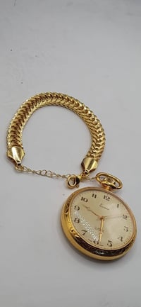 ساعة جيبية اصلي سويسري ماركة ايروماكس تغليف ذهب 18 نظافة ممتازة جدا وت...