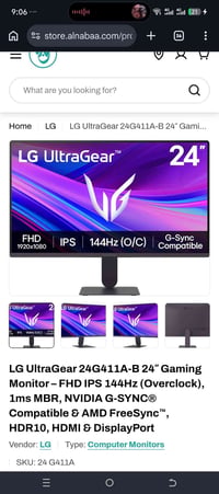 شاشة LG UltraGear • ٢٤ إنج • ١٤٤ هرتز