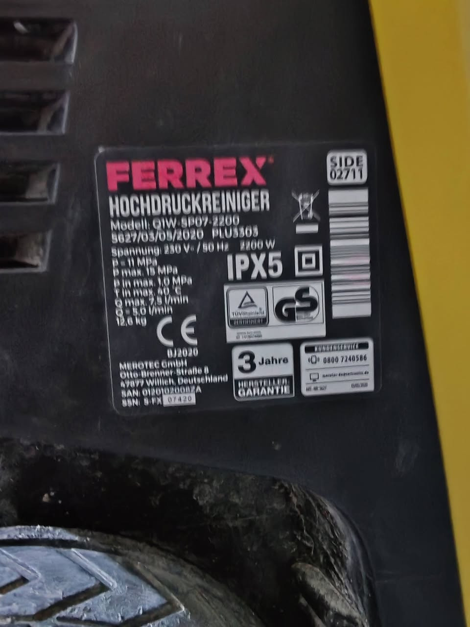 فارة غسل الماني ب 125 الف 
صونده 10 متر  بكره 
تايرات كبار تنسحب وين باي مكان 
مكان خاص بالزاهي 
العلامة التجارية: FERREX 
(الطراز): Q1W-SP07-2200 
الجهد الكهربائي: (230) فولت (50) هرتز القدرة: (2200) واط 
الضغط الأقصى: (15) ميغاباسكال الضغط التشغيلي: (11) ميغاباسكال 
أقصى درجة حرارة للمياه: (40) درجة مئوية أقصى تدفق للمياه: (7.9) لتر/دقيقة 
الوزن: (12.6) كجم 
الحلة ابي خستاوي عمود 78 
***********
