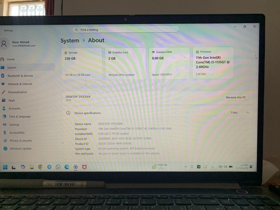 سلام عليكم 

للبيع لابتوب لينوفو ThinkBook 15 بحالة ممتازة – جهاز عملي وقوي للموظفين والطلاب

Processor/ 11th Gen Intel(R)
Core i5-    

X64 system

RAM / 8G 3200 

GPU / invida 2GB

Storage/ 256 GB 

وباقي المواصفات معروفه بصمه مدمجة شاحنه تايبسي بطارية بحالة ممتازة 

تواصل بس اكتب اني ادخلك خاص 
او تواصل واتس *********** 
السعر ٤٤٠ الف وبي مجال 
مكان الديوانية
