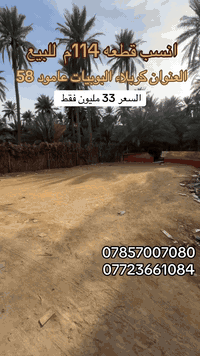 يالله سلام عليكم البوم جايبلكم ارخص قطعه بالبوبيات المساحه 114م الواجهه 9م والنزال 15 العنوان كربلاء البوبيات عامود 58 خلف اسواق برتقاله وتنزل فرع عوده كافه الخدمات ماء مجاري كهرباء عرض الشارع 8م نوع العقار طابو زراعي سند 25 قرار محكمه بأسم المشتري من صاحب الارض تبعد عن الامام الحسين ع 2 كم ونص السعر 33 مليون قفل للاستفسار والطلب اتصال مباشر على الرقم الموجود داخل المنشور 

***********
***********
