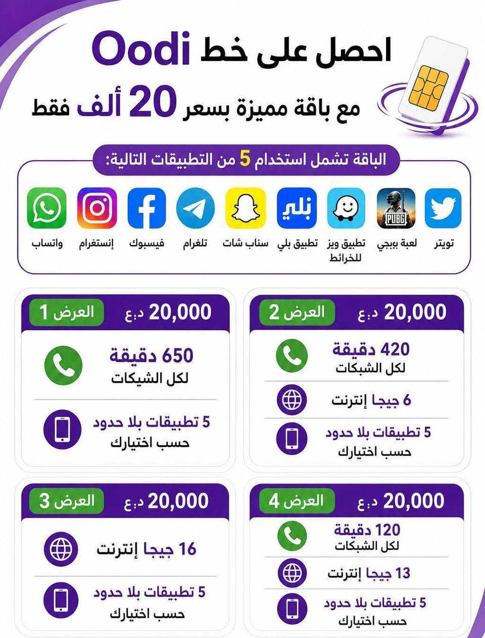 … عرض اليوم شركة زين العراق …

خط اودي الجديد 🙂
راح تحصل على  اتصال لكل الشبكات📞
مو بس هاي + أنترنيت شهري مفتوح لتطبيقات التالية 

⬇️⬇️⬇️
1_🟢____واتساب
2_🔵____فيسبوك
3_🟣____انستكرام
4_🟡____سناب جات 
5_🟤____ماسنجر
6_⚫️____لعبه بوبجي
7_⚪️____لعبه لودو
8_⚫️_🔴____تيكتوك او يوتيوب 
⬇️⬇️⬇️

المستمسكات _ المطلوبة ?

_ بطاقة وطنية + بطاقة السكن ( أصليات فقط )
_ العنوان .. السماوة شارع باتا قرب موكب شباب الشرقي 

مركز خدمات زين العراق  … أهلا وسهلا بكم 😘🩶


**إذا كنت صاحب هذا الإعلان وتريد حذفه لأي سبب، رجاءا أرسل رسالة إلى الدعم الفني**