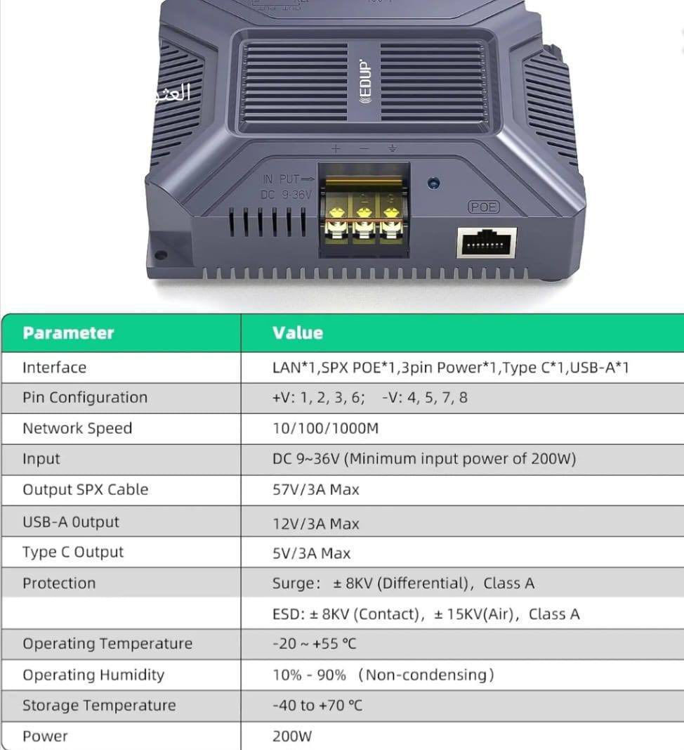 🔴تحويلة ميموسا الى DC
⭕️DC - input / 9v- 36v
⭕️DC - output / 57v poe
                       ⭕️12v usb
                         ⭕️5v type-c
⭕️200 watt

🟠بسعر....... 80.000

#للأستفسار_عن_الاسعار الخاصة بالوكلاء واصحاب الشركات وباقي التفاصيل الفنية 
من خلال الواتساب 
***********
🔵‏تابع قناة مجموعة الياسري للتقنيات في واتساب: https://whatsapp.com/channel/0029VaHbevKL7UVbXLvmbQ14
🔵قناة التلكرام

https://t.me/alyasry117
