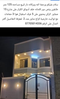 ورحمة الله البيت ملك صرف مساحه 125 طابقين ونص الشراب يتصل على الرقم  ا...