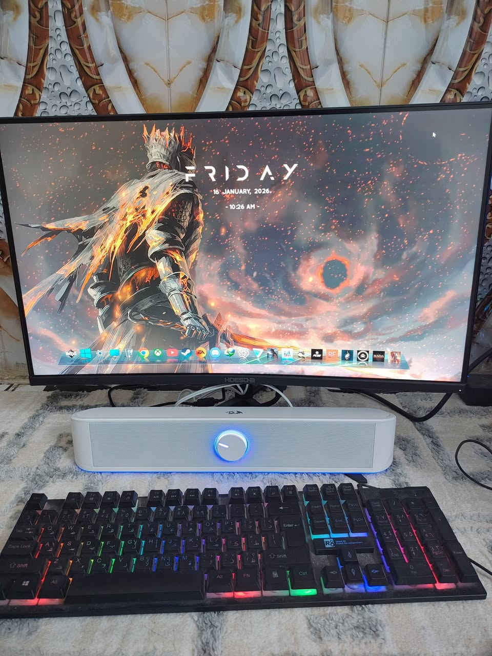 المواصفات
AMD Ryzen 5 3600 : (CPU) المعالج
16GB :(RAM) الرام
AMD Radeon RX 6600 :(GPU) كرت الشاشة
m.2. 1t +ssd 110 الذاكرة
باور سبلاي 650
hoesd-a 24/ 165 h شاشة
سبيكر + ماوس و كيبورد وماوس باد مع حساب ستيم بي جي تي اي اون لاين مع كيم باس 3 اشهر 
التجميعه جديده استخدام شهر فقط 
***********

سعر 720 بي مجال للطيبين
