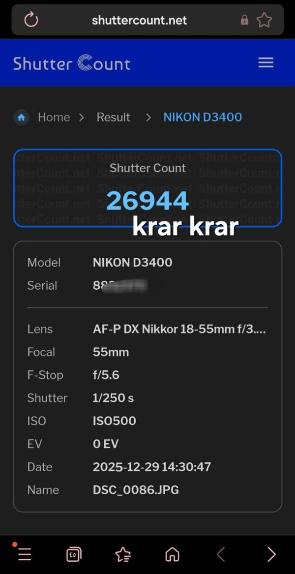 Nikon D3400 مستعملة للبيع
شتر 26 الف 

ملحقاتها كاملة 
جنطة
عدستها 18-55
كرب بطارية مزدوج
رام 8GB اصلي
تحويرة ثلاثية
شاحنة
جيلاتين
بس البطارية تعبانة يرادلها تبديل

متوفر توصيل


**إذا كنت صاحب هذا الإعلان وتريد حذفه لأي سبب، رجاءا أرسل رسالة إلى الدعم الفني**