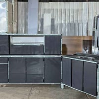 كاونتر المنيوم • ٢م+ملحق٢م • سنك مرمر ١٫٢م