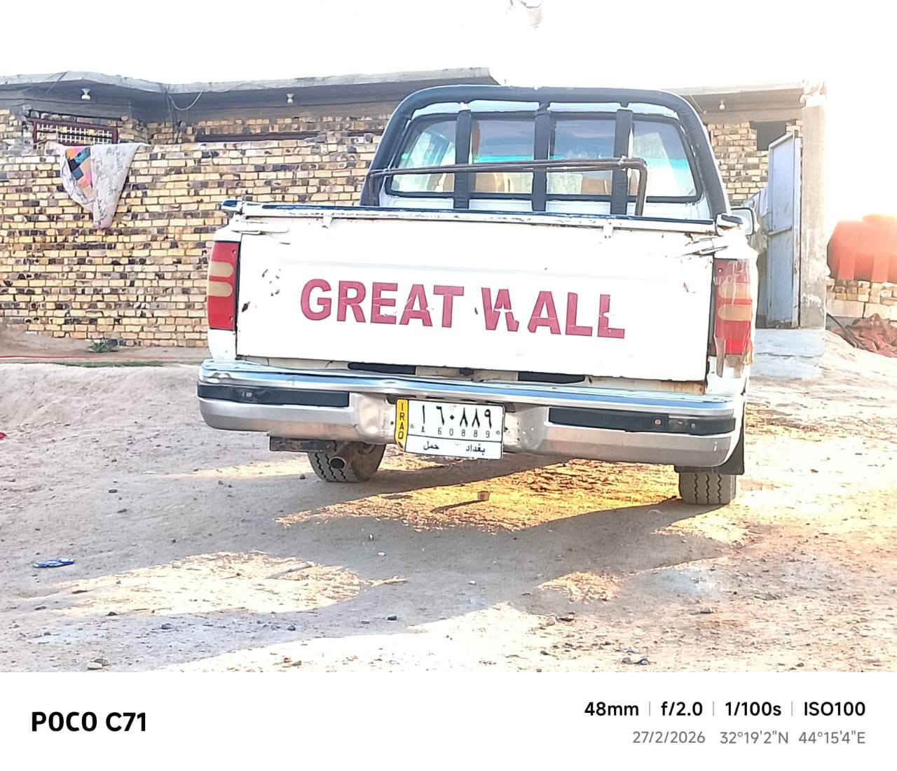 يا الله
(كريت ول) 
2007
للبيع
سنوية لل 2026
بعدهه ما صاقطه
كير مكينه اكسن شاصي كفاله
حداديه جديده
تخم تاير جديد
و الكشر شوفت عينك
رقم بغداد مشروع وطني 
للستفسار (***********)
السعر خاص
