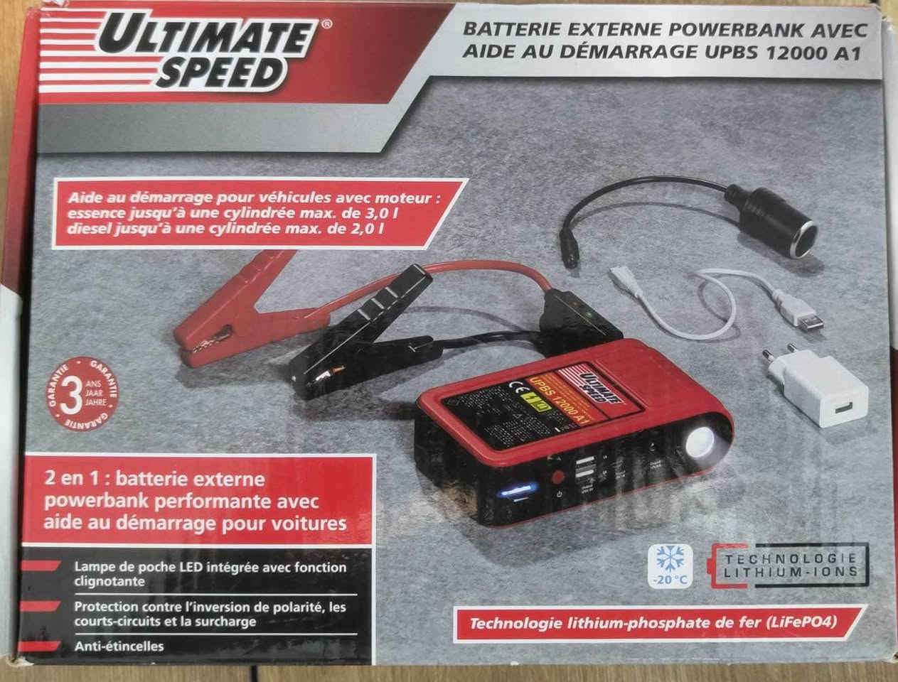• پاوەر بانکی مارکەی Ultimate Speed
• 12000 MAH
• مارکەی ئەڵمانیە
• پاتری سەیارەی پێ چەتەڵ دەکرێت لە کاتێکدا ئەگەر پاتری سەیارەکەش تەواو بێ وزە بێت 
• مۆبایل شەحن دەکاتەوە و شوێنی دوو USB هەیە
• شوێن چەرخی هەیە واتا لە کاتێکدا 4 شەحن دەدات
• لایتێکی بەقوەتی هەیە بە 3 جۆر کار دەکات
• گڵۆپی لەسەرە بۆ کەمی و زۆری شەحنی خۆی
• توانای باشی هەیە و بڕی یەک ئەمپێر کارەبا دەدات السليمانية, العراق


**إذا كنت صاحب هذا الإعلان وتريد حذفه لأي سبب، رجاءا أرسل رسالة إلى الدعم الفني**