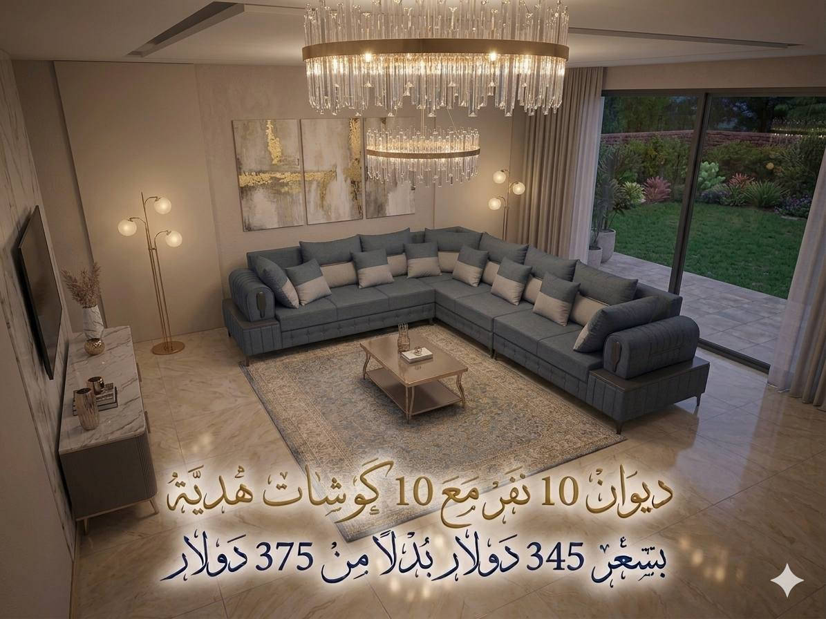 🔥 عرض خاص على ديوان 10 نفر جديد
مع 10 كوشات هدية
بسعر 345 دولار فقط بدلًا من 375 دولار
تصميم عصري – جلسة مريحة – مناسب للزيارات الرمضانية 👌
الكمية محدودة والعرض لفترة قصيرة.
-----------------------
#معرض_جودي_بدهوك
📱للاستفسار والطلب :*********** 
🪑 أثاث تركي فاخر
غرف نوم – غرف جلوس – غرف شباب – طاولات – كنتور – أسفنج عالي الجودة
✅ عروض مميزة وأسعار تنافسية
📌 ناونیشان:
⛔مالطا خاری-فرعی ئکی به ری سیناعی- به مبه ری مه دره سه (مالتاژئری)
📌 العنوان:
دهوك – مالطا القديم – أول فرع قبل صناعة تصليح السيارات – مقابل مدرسة الابتدائية
(قريب من مطعم مالطا – كونديه مالطا – خارنگه ها مالتا)
#دهوكا_رنكين #موصل #خزائن_ملابس #اثاث_منزلي
