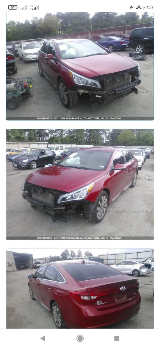 السلام عليكم هونداي سوناتا 2017 وارد أمريكي 🇺🇸
السياره ضرر بسيط جدآ المصد الأمامي فقط مع بارد بسيط 

ماشيه 60 وقابل للزياده 

سعر السياره 127$ بيهة مجال بسيط 

رقم الهاتف ***********

مكان بغداد
