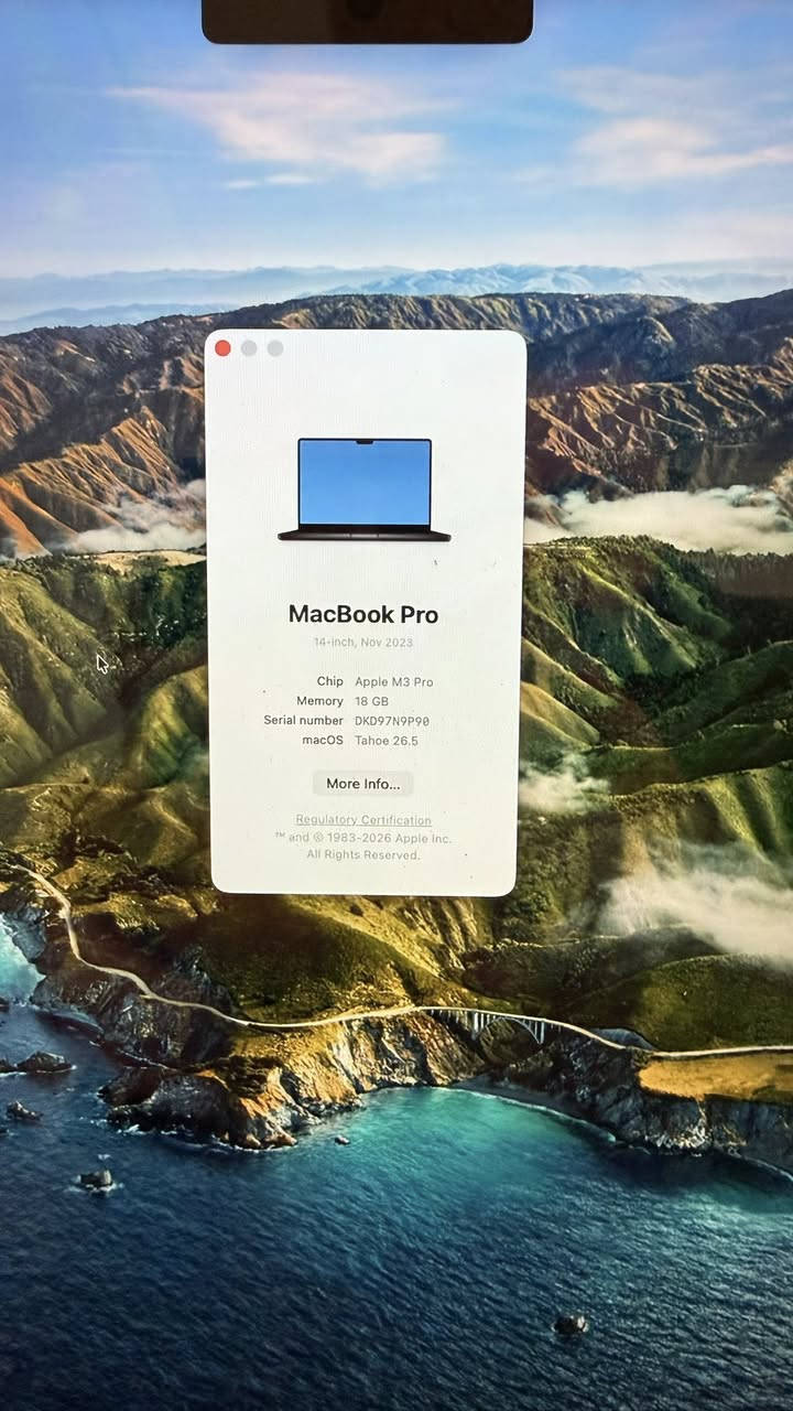 ماك m3pro 
شاشة : 14 انج
رام : 18G
هارد : 1تيرا
Gpu : 18 كور
Cpu : 12 كور
نظافة 100%
وياه كفر ولصقة استعمال قليل جدا كامل الغراض نسخة شرق اوسط
للااستفسار علخاص


**إذا كنت صاحب هذا الإعلان وتريد حذفه لأي سبب، رجاءا أرسل رسالة إلى الدعم الفني**