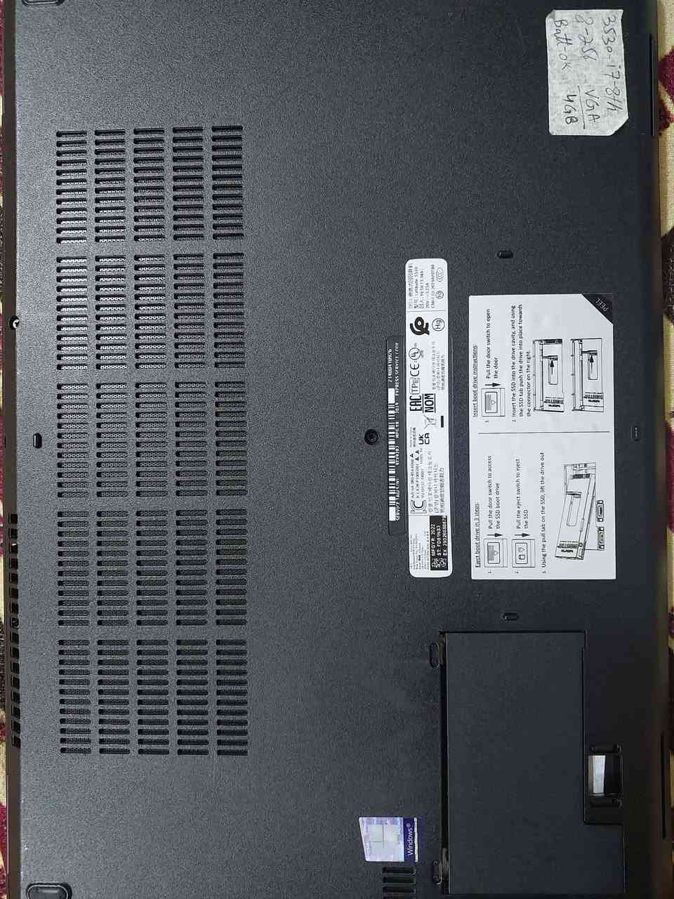 -النوع والموديل- Dell 2022 موديل وندوز ١١ احدث اصدار 
2-المعالج- core i7
3-الرام- 4GB/VGA
4-كرت الشاشة-RTX
5-الهارد-256
6-حجم الشاشة-13.5 انش
7-الحالة-نضيف جدا مستخدم شهر واحد 
8-السعر-550 وبي مجال + جنطة هدية 
للتواصل ***********
مكاني بغداد زعفرانية
