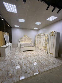 غرفة نوم مرمرية • ٧ قطع • سرير ١٦٠×٢٠٠