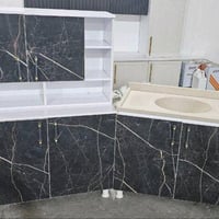 كاونتر MDF خشب متر  ارضي وملحق مع سنك متر مرمر .   السعر 185 //ألف  ال...