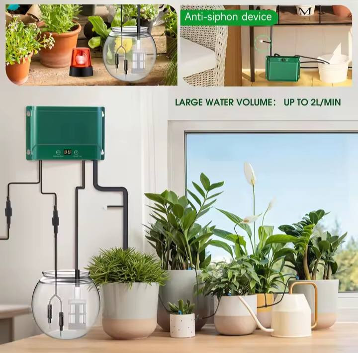 • منظومة سقي بالتنقيط على الطاقة الشمسية لري النباتات تتضمن :
• لوح شمسي: بقدرة 5 وات
 لتشغيل النظام.
• أنابيب: أنبوب ري رئيسي بطول 5 أمتار وأنبوب تصريف بطول 30 مترًا.
• ملحقات الري: 30 رأس تنقيط و 30 موصل على شكل حرف T.
• ميزات أمان: مستشعر لمستوى المياه (للتنبيه عند انخفاض الماء) ومضاد للسيفون. 
• التشغيل التلقائي: يقوم بري النباتات تلقائيًا بناءً على فترات زمنية محددة مسبقًا.
• لا يحتاج لصنبور: يمكنه سحب المياه مباشرة من الحاويات مثل الدلاء.
• الاستخدام: مناسب للشرفات، الباحات، الحدائق المنزلية، والاحواض الزراعية


**إذا كنت صاحب هذا الإعلان وتريد حذفه لأي سبب، رجاءا أرسل رسالة إلى الدعم الفني**