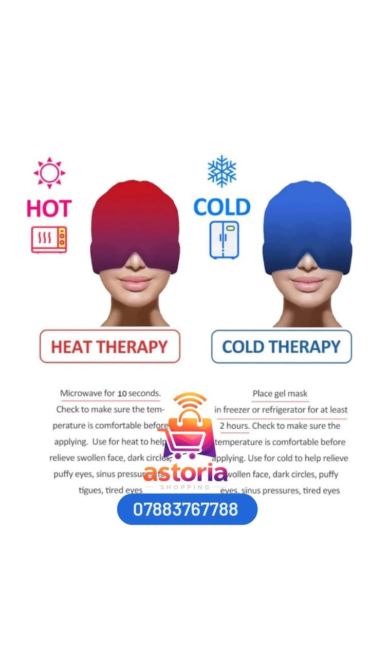 🌟 قناع الجل الحراري 🔥 والبارد | لتخفيف الصداع😵‍💫  والاسترخاء الفوري
​استمتع براحة واسترخاء 💆💆🏻‍♀️ لا مثيل لهما مع قناع الجل المبتكر المصمم خصيصاً للعلاج البارد أو الحراري. يأتي بتصميم مريح يغطي العينين 👀 والوجه😌 بالكامل؛ ليساعدك على تهدئة التعب، تخفيف الإجهاد😩  اليومي، واستعادة نشاطك ونضارتك.😊 

​✨ أبرز مميزات القناع:
​علاج مزدوج فعال: يدعم العلاج البارد أو الحراري حسب رغبتك وحاجتك.
​تصميم مريح ومتكامل: يغطي منطقة العينين والوجه بالكامل ليضمن توزيعاً مثالياً للحرارة أو البرودة.
​متعدد الاستخدامات: مثالي لتخفيف حالات الصداع، الشقيقة، وضغط الجيوب الأنفية المزعج.
​عناية وجمال: يساعد بكفاءة على تهدئة انتفاخ الوجه، تقليل الهالات السوداء، وإراحة العيون المجهدة.
_________________
• طريقة الاستخدام 🫡 
• الاستخدام: علاج بارد أو حراري
• طريقة التبريد: داخل الثلاجة أو الفريزر لمدة ساعتين على الأقل
• طريقة التسخين: مايكروويف لمدة 10 ثوانٍ
• يغطي: العينين ومنطقة الوجه
. متوفر ب ألوان مختلف 🤍
للحجز والاستفسار التواصل دايركت 📥
او عبر الوات ساب *********** 📞🛍️🔔
