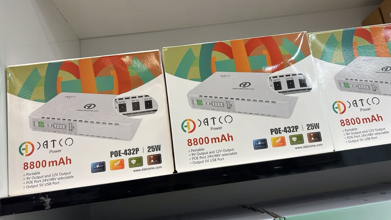 🔋 UPS أصلي – حل انقطاع الكهرباء 🔋
📌 يشغّل:
 • الراوتر 🌐
 • الكاميرات 📷
 • أجهزة الـ DVR
 • أجهزة الشبكات والاتصالات

⚡ المواصفات:
 • سعات متعددة: 8000mAh – 8800mAh – 12000mAh
 • مخارج 5V / 9V / 12V
 • POE 24V / 48V (حسب الموديل)
 • تشغيل مستقر وهادئ
 • حجم صغير وسهل الحمل
 • جودة عالية وعمر بطارية ممتاز

✅ مناسب للبيت، المحلات، المكاتب، والشركات
✅ يضمن استمرار الإنترنت والكاميرات وقت القطع

📞 للطلب والاستفسار:
***********

📍 متوفر الآن – الكمية محدودة

⸻
