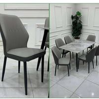 ٦ كراسي • كشنات جلد • مرمر بورسلين